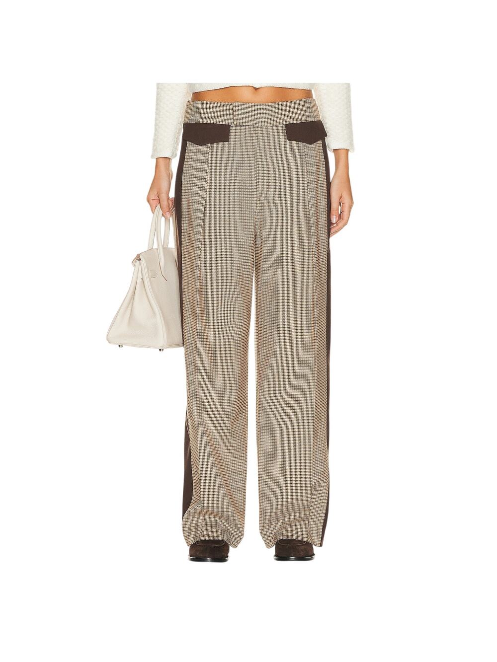 Helsa Colorblocked Cafe Plaid And Java Suit Trouser Bottoms Size M
